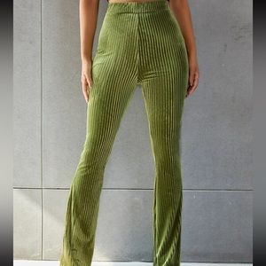 NEW olive green flare velvet pants